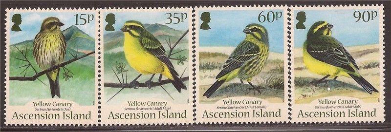 Ascension - 2010 Yellow Canary Birds - 4 Stamp Set #1004-7 - 1K-011