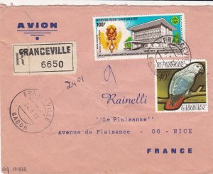 French Colonies 1972 Regd Air Mail Mask,Building & Bird Stamps Cover Ref 44654