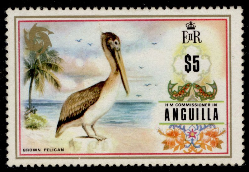 ANGUILLA QEII SG144, 1972 $5 Brown Pelican, M MINT. Cat £18.