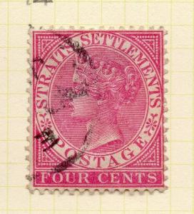 Straights Settlements 1892-99 QV Early Issue Fine Used 4c. 263286