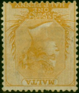 Malta 1863 1/2d Buff SG4w 'Wmk Inverted' Fine MM Scarce