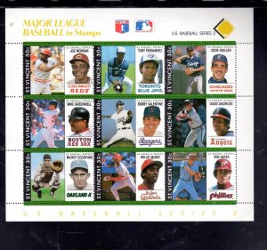 ST. VINCENT #1272 1989 MAJOR LEAGUE BASEBALL MINT VF NH O.G SHEET 9