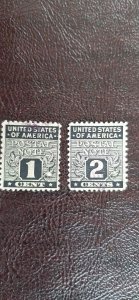 US Scott # PN1-PN2; 1c, 2c Postal Note stamps; used from 1945; F/VF centering