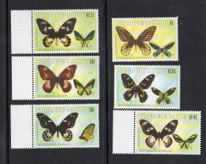 PAPUA NEW GUINEA 1038-43   MNH  SCV $15.00 BIN $7.50 BUTTERFLIES