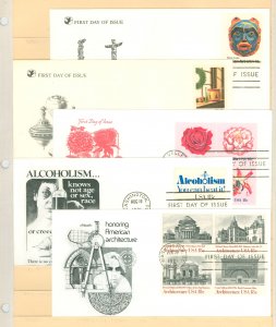 US 1837/1931 1980-81 5 U/A FDCs with 3 artmaster & 2 artcraft cachets