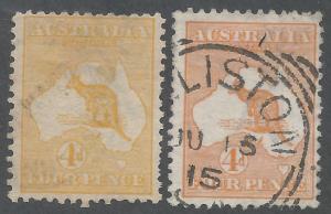 AUSTRALIA 1913 KANGAROO 4D 2 SHADES 1ST WMK