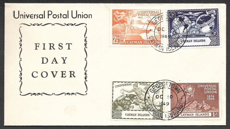 Doyle's_Stamps: 1949 Cayman Islands UPU Set FDC Georgetown Postal History