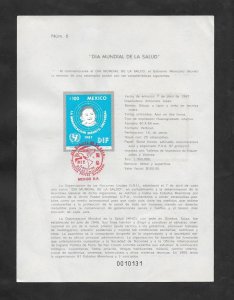 SD)1987 MEXICO BULLETIN FIRST DAY, WORLD HEALTH DAY, UNIVERSAL CHILD IMMUNI