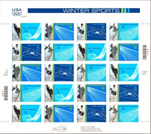 2002 34c Winter Olympic Sports, Sheet of 20 Scott 3552-55 Mint F/VF NH