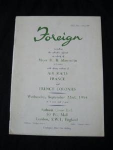 ROBSON LOWE AUCTION CATALOGUE 1954 FOREIGN with FRANCE & COLONIES 'MARCOOLYN'