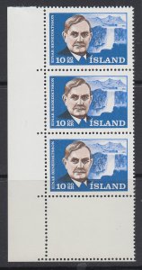 Iceland, Scott 377, MNH strip of three