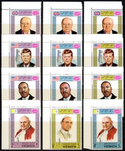 Yemen Kingdom 1968 Mi#540A/551A CHURCHILL/KENNEDY/LUTHER KING/POPE Set (12) MNH