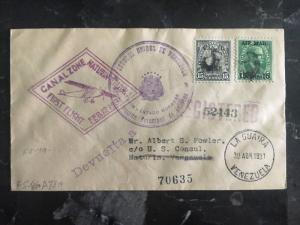 1931 Canal Zone first flight Diplomatic cover To Us Consulate Maturin Venezuela