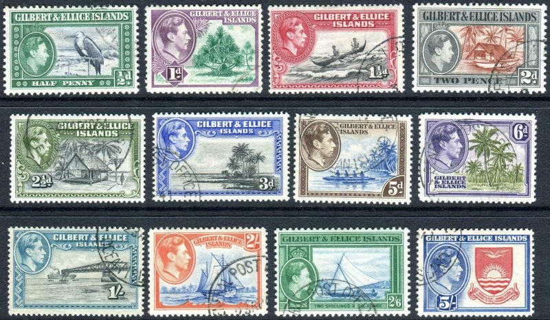 GILBERT & ELLICE ISLANDS-1939-55 FINE USED SET to 5/- Sg 43-54 V42758