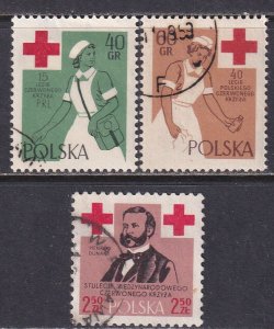 Poland 1959 Sc 868-70 Red Cross Centenary Stamp CTO