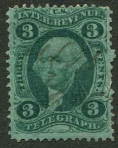 USA SC#R19c Telegraph revenue 3c canceled small pin hole