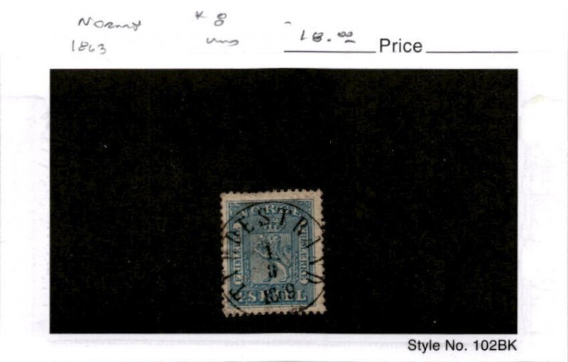 Norway, Postage Stamp, #8 SON Cancel Used, 1863 (AD)