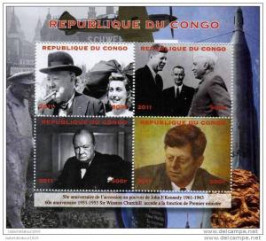 Congo 2011 KENNEDY CHURCHILL s/s Perforated Mint (NH)