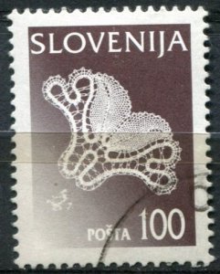 Slovenia Sc#304 Used, 100t multi, Traditional Lace Designs from Idria (1997)