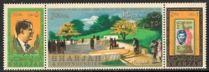 SHARJAH 1966 John F Kennedy Memorial Set as Strip of 3 Mi.333A-335A MNH