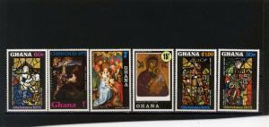 GHANA 1972 CHRISTMAS PAINTINGS SET OF 6 STAMPS MNH