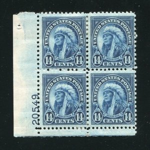 695 14¢ American Indian Mint Hinged Stamp Plate Block 1931