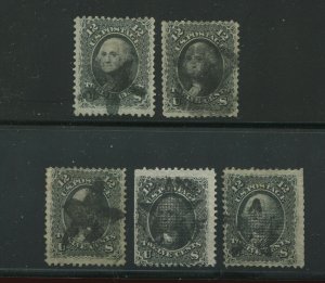 69 & 90 Washington Used Star Cancel Selection of 5 Stamps (Bx121) **3 GRILLS**