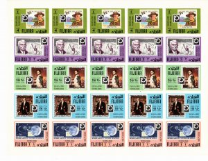 Fujeira 1970 MNH Mi 1457-61 IMPERFORATE Sheet of 15