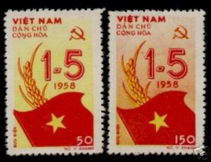 north Vietnam 1958 SC# 69-70 Flag May Day Set of 2 MNH