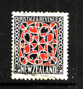 New Zealand-Sc#213-used 9p Maori design-1936-41-