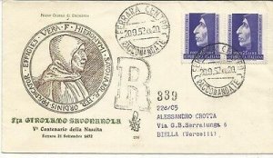 Savonarola n. 696 paired on cover FDC Venetia club Venezia