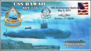17-126, 2017, USS Hawaii, SSN-776, Submarine, 10th Anniv, Event Cover