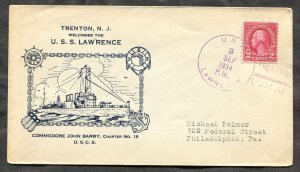 p212 - USS Lawrence Sept 3, 1934 Trenton Labor Day. Cachet