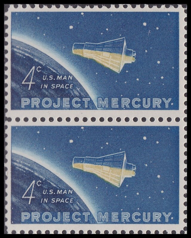 US 1193 Project Mercury 4c vert pair MNH 1962