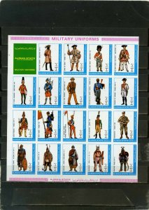 AJMAN 1972 MILITARY UNIFORMS SHEET OF 19 STAMPS IMPERF. MNH