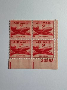 SCOTT #C33 PLATE BLOCK S# 23583 LR MINT NEVER HINGED AIR MAIL