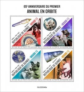 GUINEA - 2022 - Laika in Space - Perf 4v Sheet - Mint Never Hinged