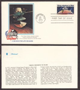 1978 Viking Mars Mission Sc 1759 FDC with Fleetwood cachet, informative text