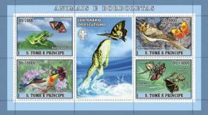 SAO TOME E PRINCIPE 2007 SHEET SPIDERS BUTTERFLIES FROGS BIRDS OWLS st7209a