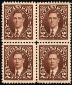 1937 Canada Scott #- 232 2 Cents King George VI Block/4 Unused