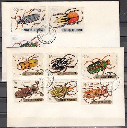 Burundi, Scott cat. C110-C118. Various Beetles issue on 2 First day covers. ^