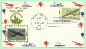 3/21/1944 Washington DC # C26 8-cent Transport Crosby First Day Cover