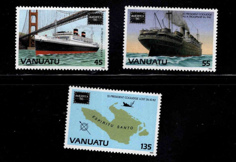 VANUATU Scott  419-421 Ameripex 86 Ship stamp set