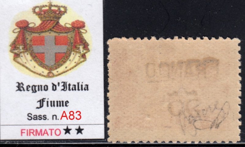ITALY - Fiume n. 83A  MNH** cv 2150$ Signed