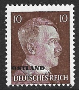 RUSSIA USSR 1941-43 GERMAN OCCUPATION 10pf Hitler OSTLAND Ovpt Sc N15 MH