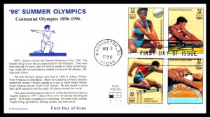 #3068a-t  Centennial Olympic Games 32c Stamps 5 FDCs Artmaster Cachets  EV20