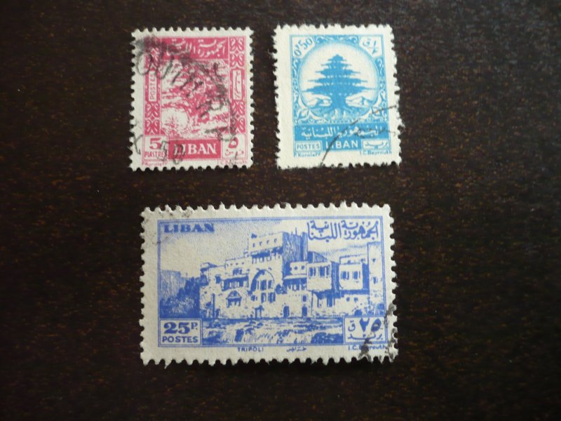 Stamps - Lebanon - Scott# 205,207,210 - Used Part Set of 3 Stamps