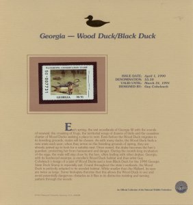 United States 1990 Federal and State Duck Stamps on Fleetwood Presentation Cards