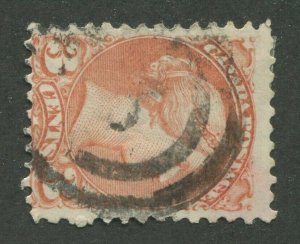 CANADA #37 USED SMALL QUEEN 2-RING NUMERAL CANCEL 3