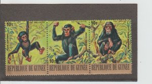 Guinea  Scott#  C140  MNH Strip of 3  (1977 Chimpanzee)